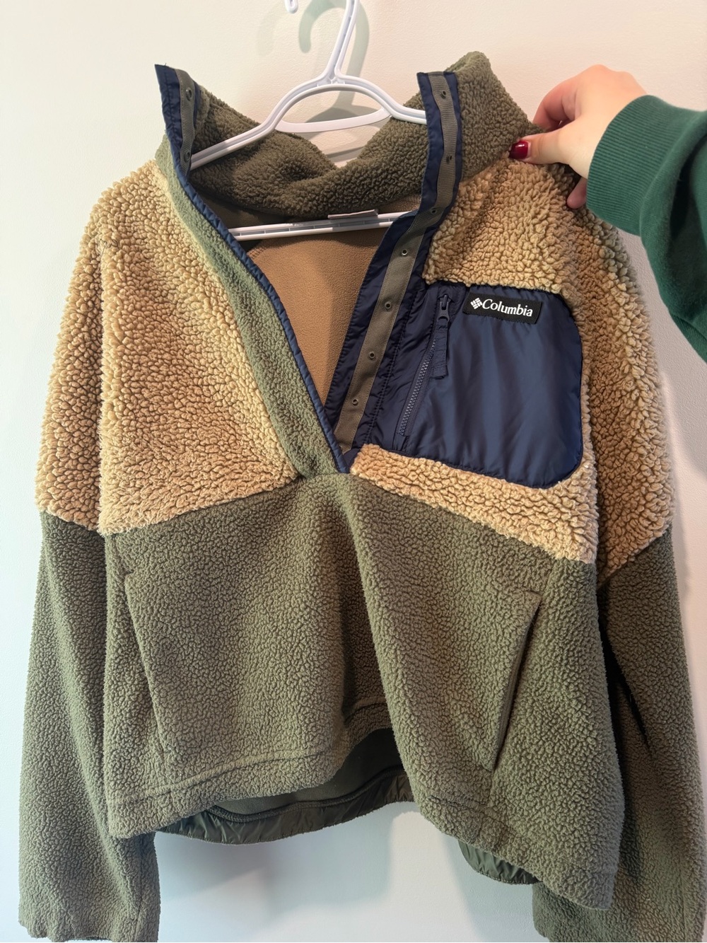 Columbia Olive & Tan Sherpa Pullover Jacket